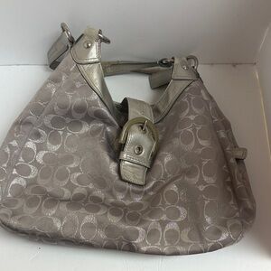Coach Metallic Gray Shoulder Bag